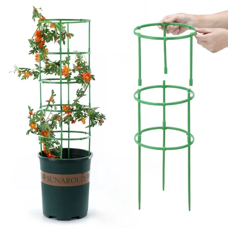 Pila de soporte de plástico para plantas, soporte medio redondo para vides trepadoras, varilla de fijación para bonsái, soporte para plantas de