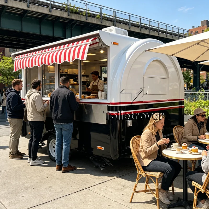 

Portable Ice Cream Food Cart Mobile Food Truck Trailer Fully Equipped Food Trailer Mini Food Truck with Fridge