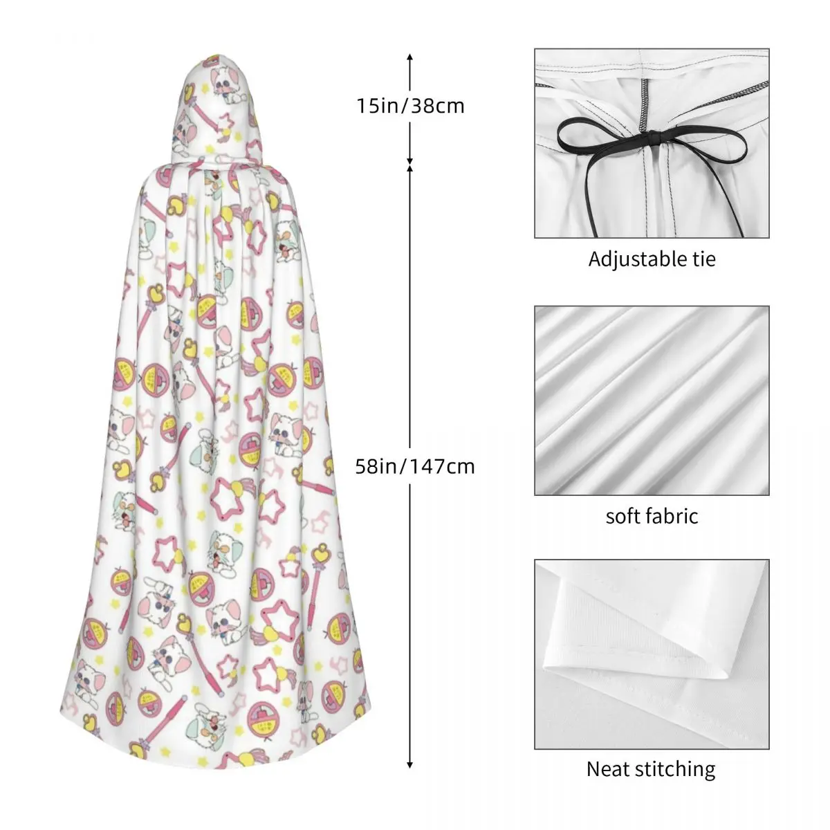 Creamy Mami Texture 02 Long Hooded Cloak Witch Medieval Costume Cosplay Cape HalloweenVampire Adult Unisex