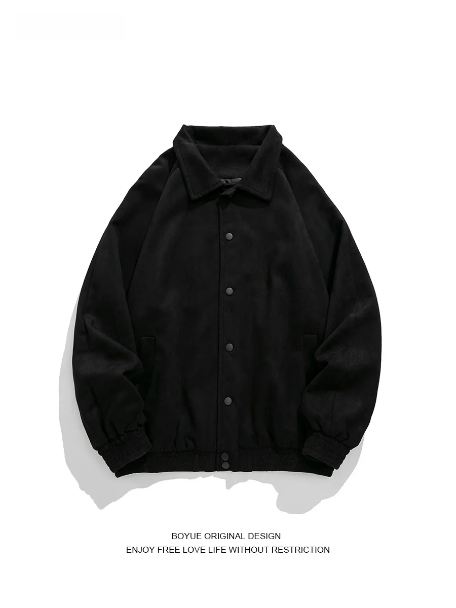 

Boyue однотонная замшевая куртка American Street Sle, осенне-зимняя рабочая одежда, повседневная уличная одежда Haome, простое пальто с откидным воротником