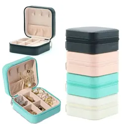 Mini Jewelry Storage Box Portable Home Travel Earrings Necklace Storage Case for Women Ring Organizer PU Leather Display Case