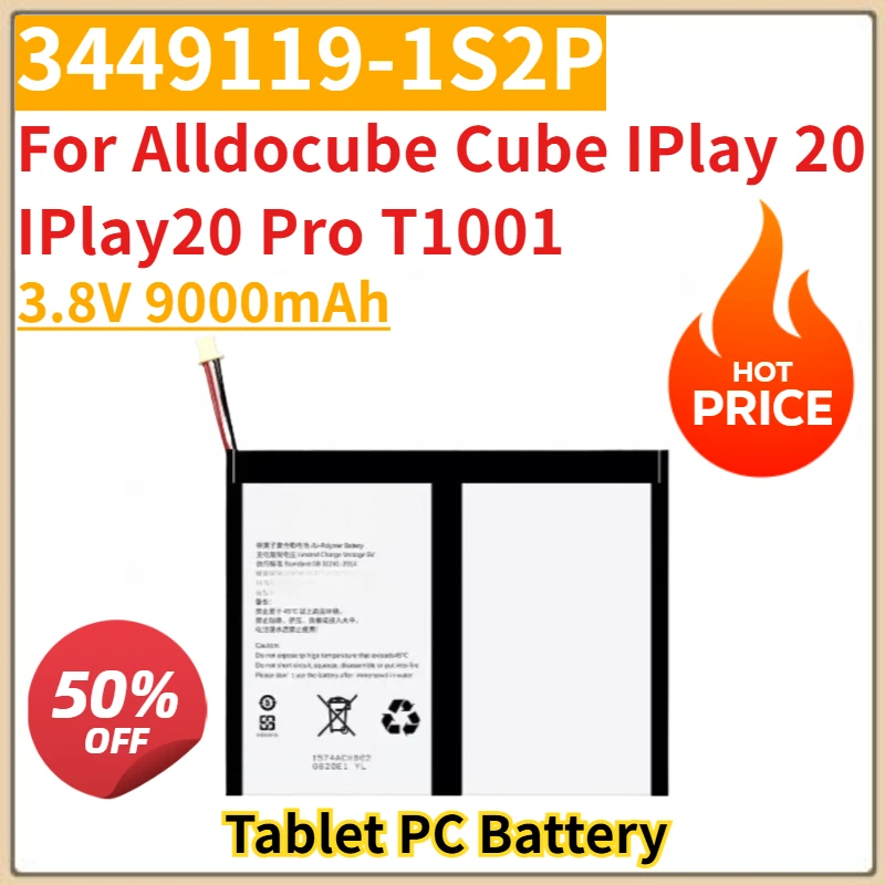 Tablet PC Battery 3.8V 9000mAh 3449119-1S2P for Alldocube Cube IPlay 20 IPlay20 Pro T1001 Replacement Battery New High Quality