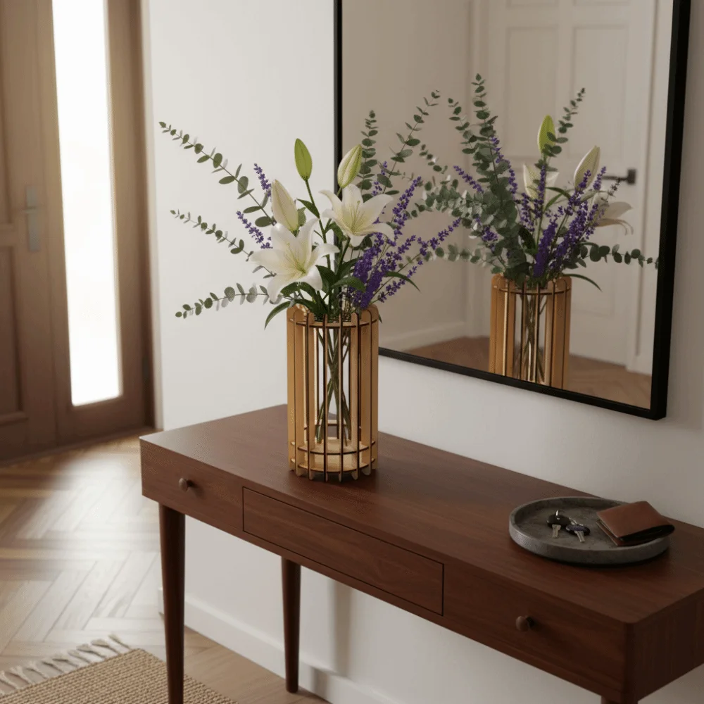 

Flower Arrangements Handmade 3D Puzzle Vase Unique Artistic Flower Display Stand Decorative DIY Wooden Vase Gift