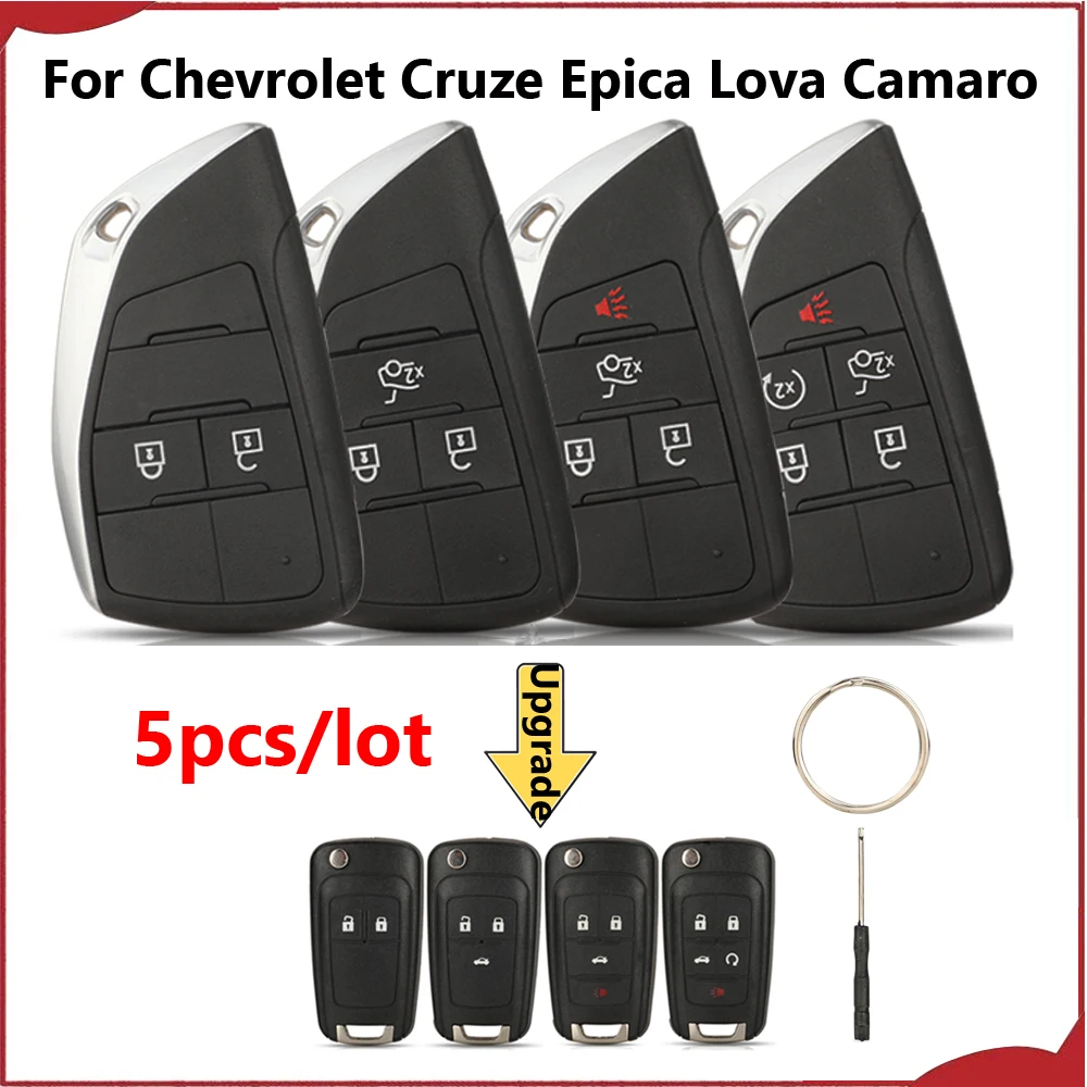 jingyuqin New 5pcs 2/3/4/5B Remote Key Shell Modified For Chevrolet Cruze Epica Lova Camaro Orlando Trax Impala Equinox Malibu