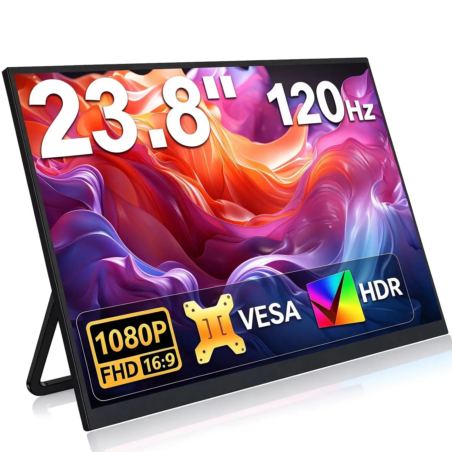 23.8 Inch Portable IPS Monitor FHD 1920×1080 120Hz 100%sRGB with Type-C Mini HDMI Immersive Display for Laptop PC Game Console