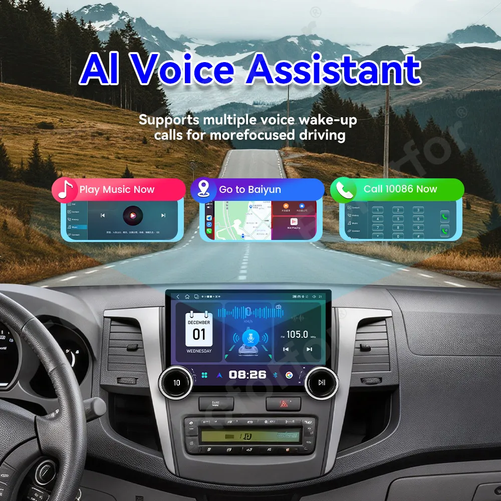 Sensitive Touch Screen Car Radio For Toyota Hilux 2002-2009 Android 15 11.5 Inch DSP Wireless CarPlay GPS Multimedia Stereo