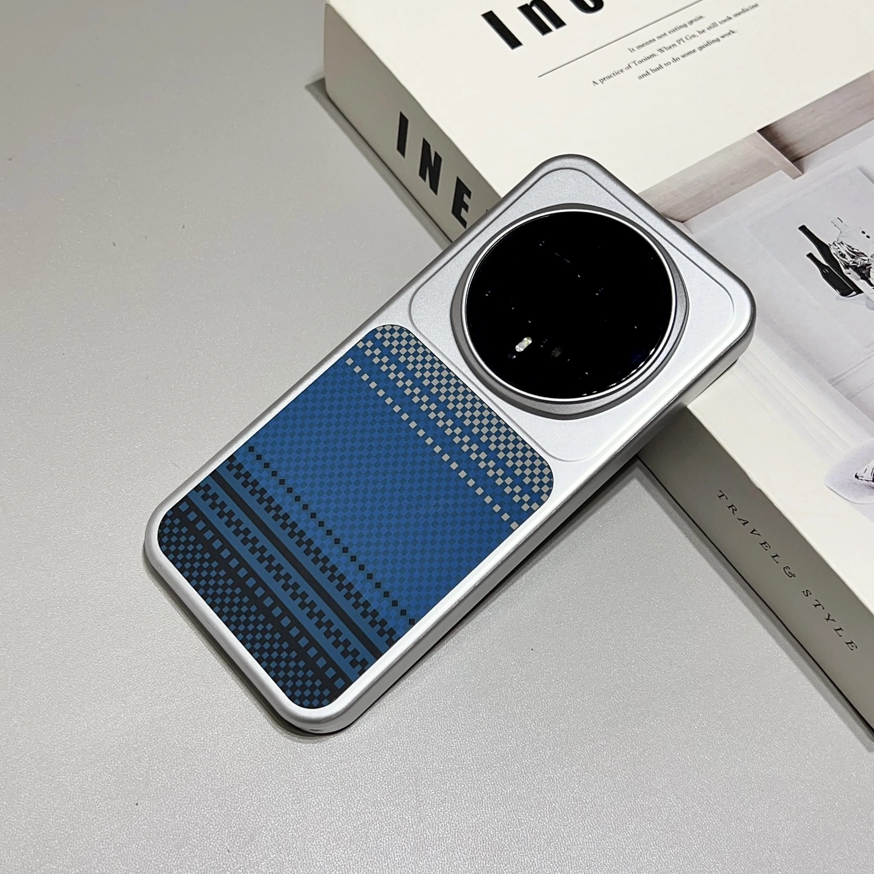 

For Honor Magic 8 Pro Case Magnetic Plated Kevlar Leather Texture Pattern Camera Protection Shockproof Bumper Hard Back Cover