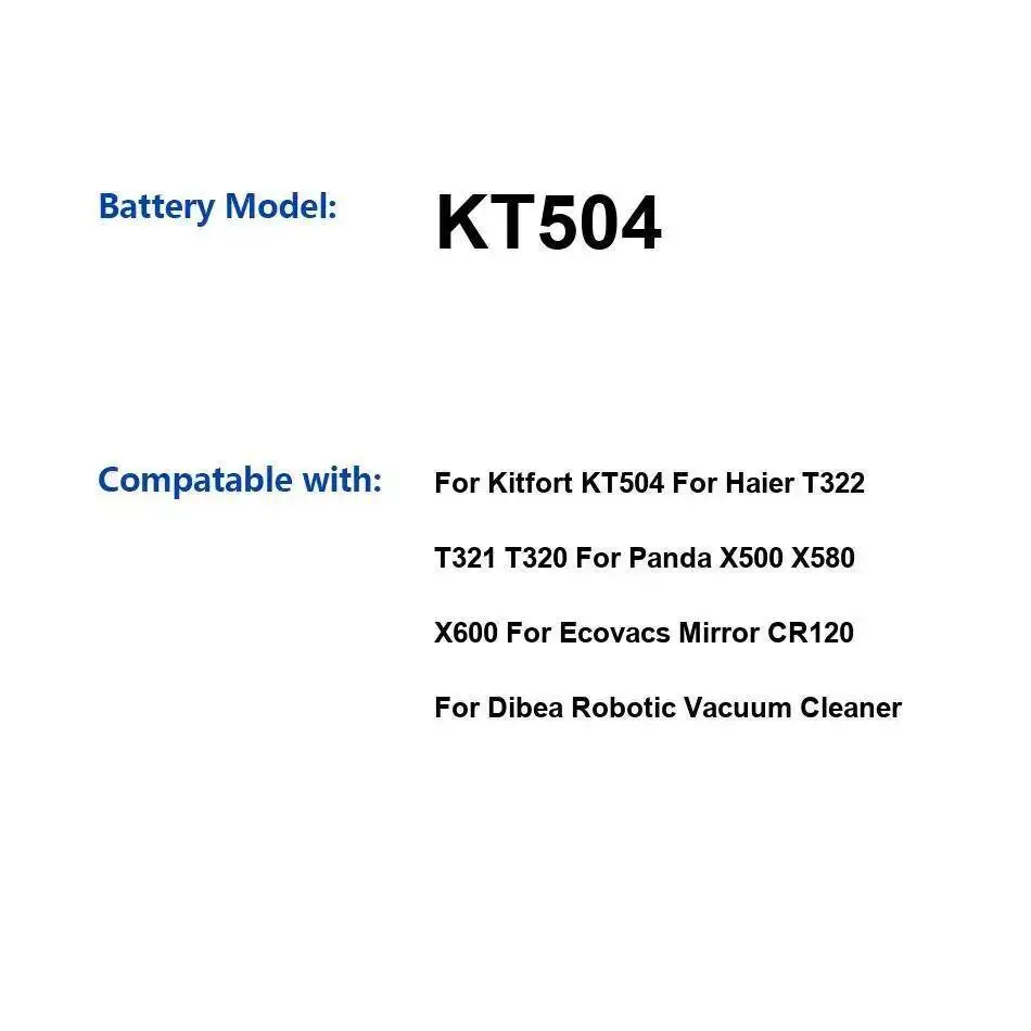 

Battery 3500mAh For Kitfort KT504 For Haier T322 T321 T320 For Panda X500 X580 X600 For Ecovacs Mirror CR120