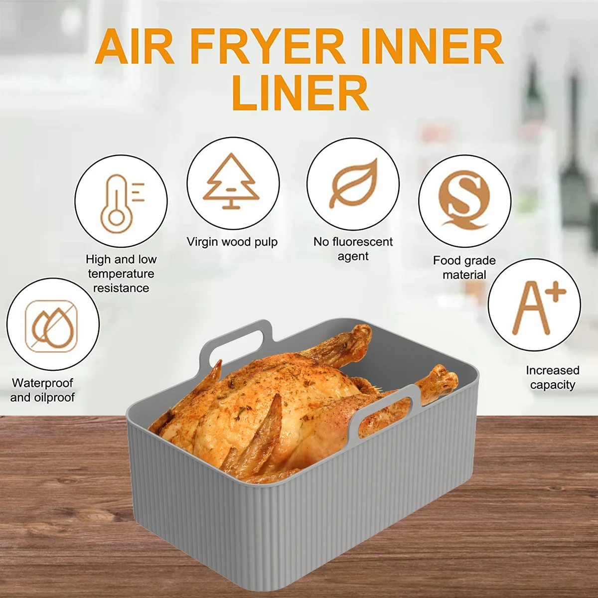 Silicone Air Fryer Liner for Ninja Dual Air Fryer Accessories Reusable Silicone Pot Grill Pan Baking Basket Kitchen Accessories