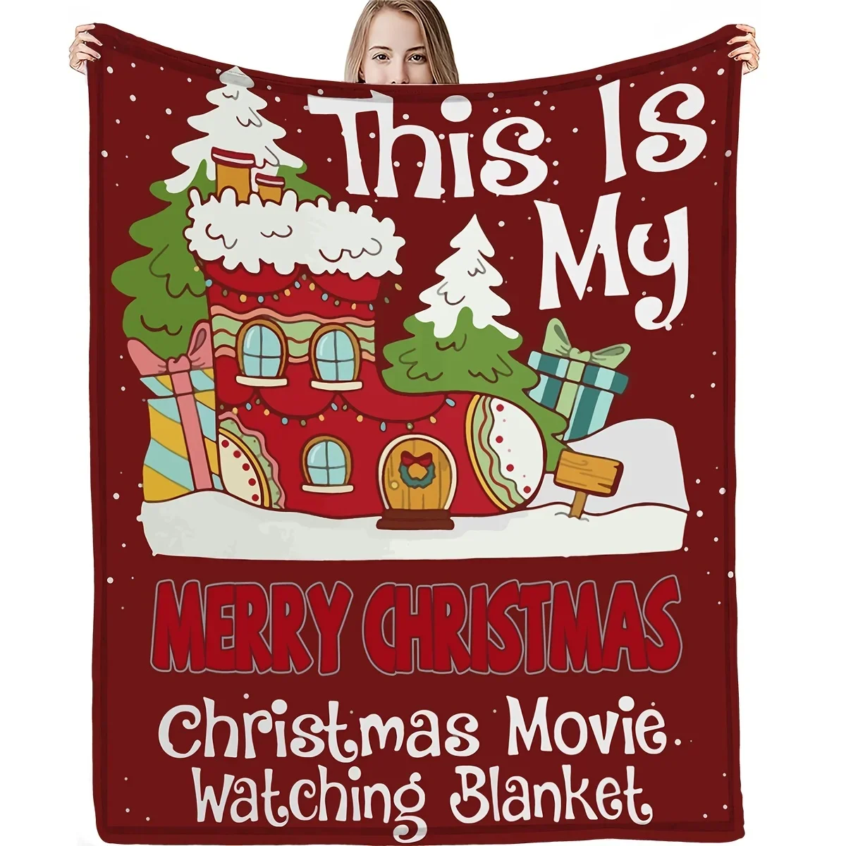 

pc Christmas Element Printed Flannel Blanket Soft and Comfortable Square Gift Blanket for Adults at Home