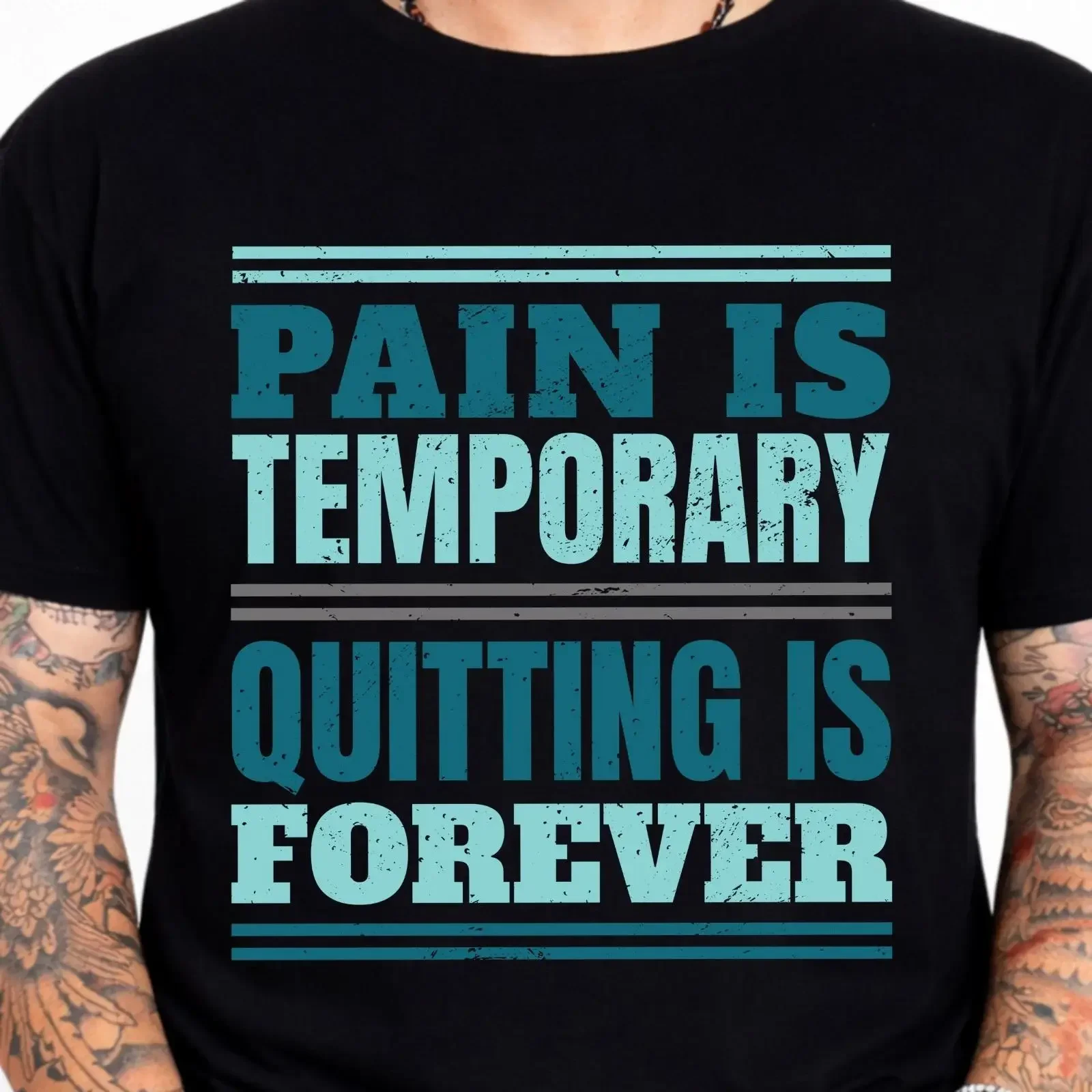 Pain Is Temporary Quitting Forever T Shirt Motivational Gym Quote GifT vintage Washed streetwear fashion Top For Everyday Wear