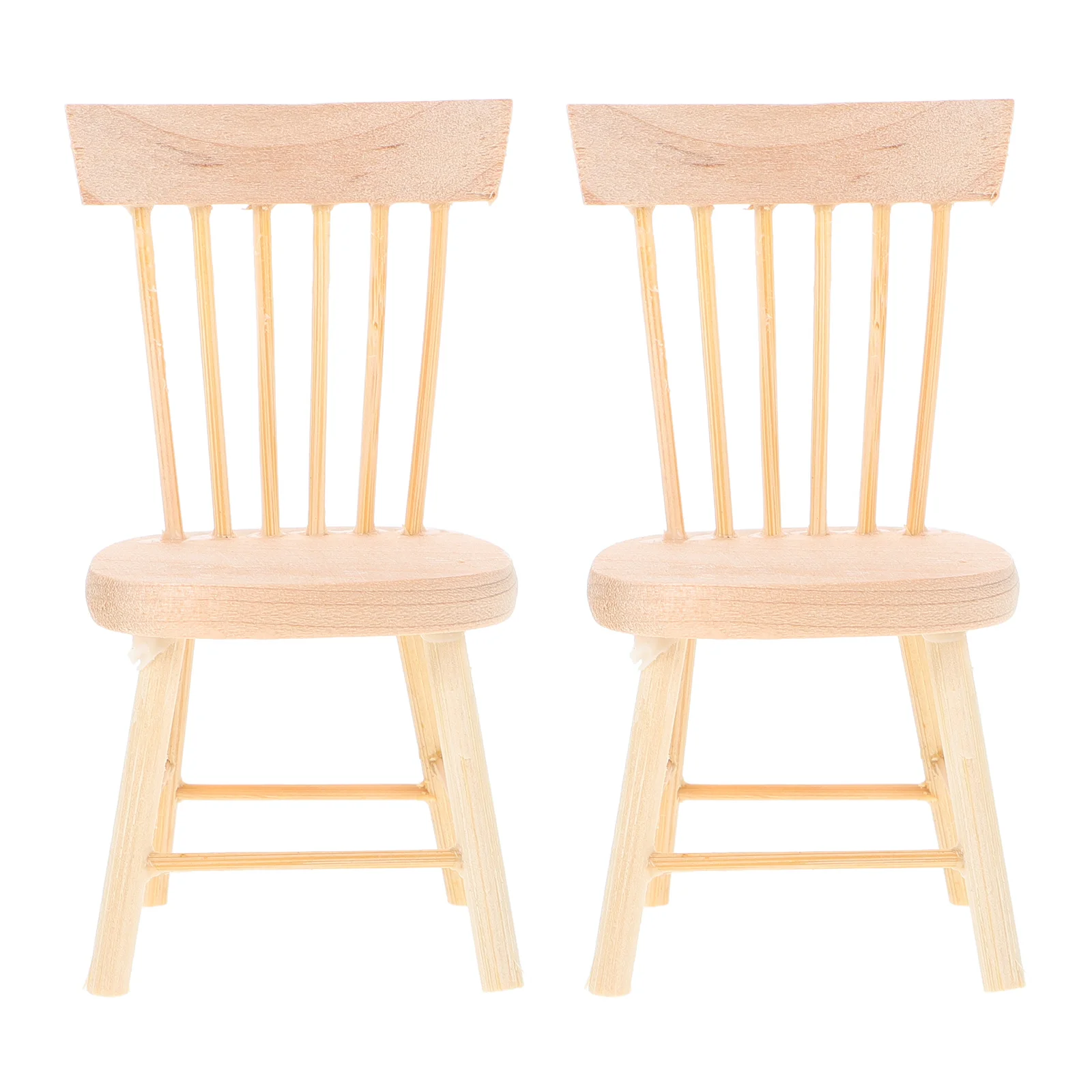 

2Pcs Miniature Wooden Chairs Beige Creative Ornaments Stable Furniture Layout Props Small Decoration Supplies for Tiny House DIY