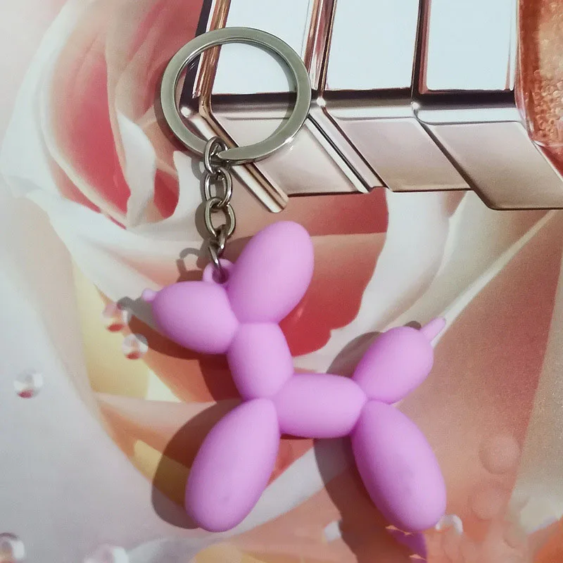 New Fashion Three-Dimensional Cute Balloon Dog Keychain Key Ring Creative Cartoon Mobile Phone Bag Car Pendant Fun Keychain