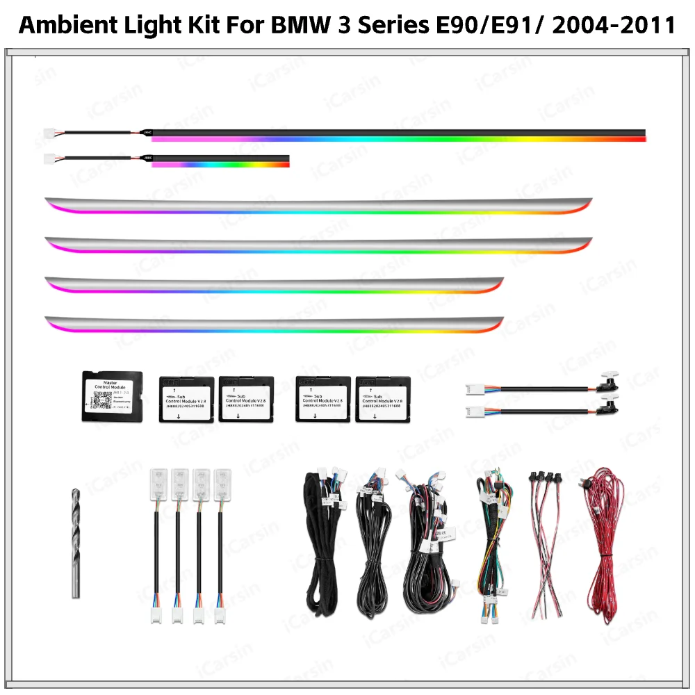 

APP Controlled 256 Color LED Ambient Lighting for BMW 3 Series E90 E91 2004-2011 Interior Atmosphere Strip Upgrade Kit
