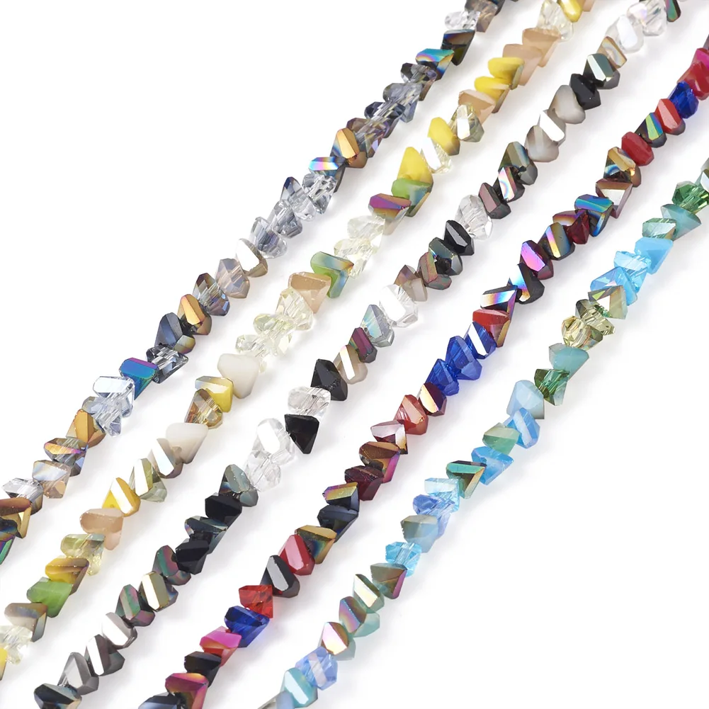 

5 Strands Triangle Electroplate Glass Beads AB Colored Elastic Bracelet Necklace Making Findings DIY Women Lady Fashion Jewelry