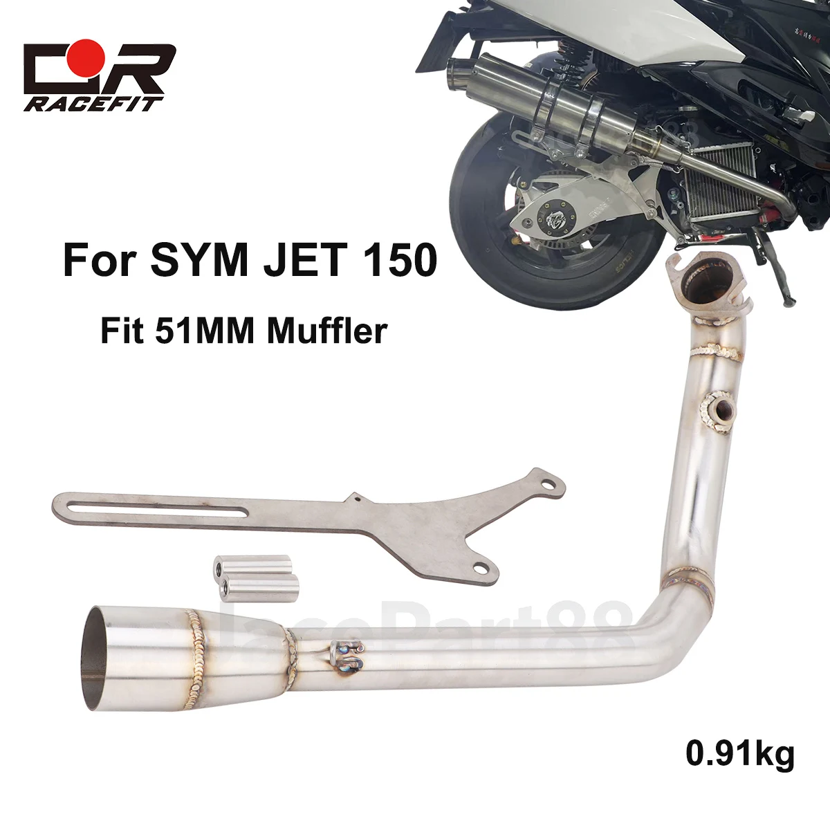

Motorcycle Front Exhaust Pipe Escape Moto Modified Stainless Steel For SanYang SYM JET 150 JET150 51mm Muffler