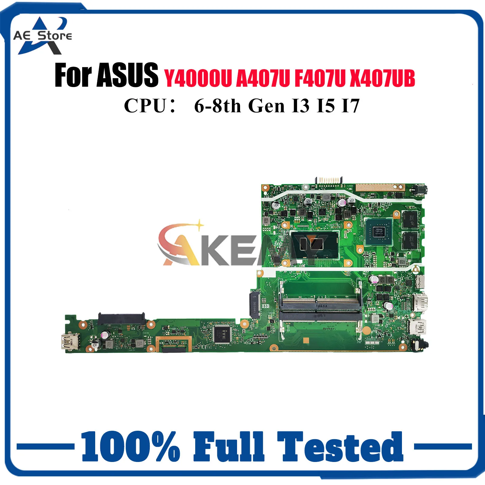 

X407UB Материнская плата для ноутбука ASUS VivoBook X407UV X407UAR A407U Y4000U X407UB X407UF X407U X407UBR F407U Материнская плата I3 I5 I7 CPU