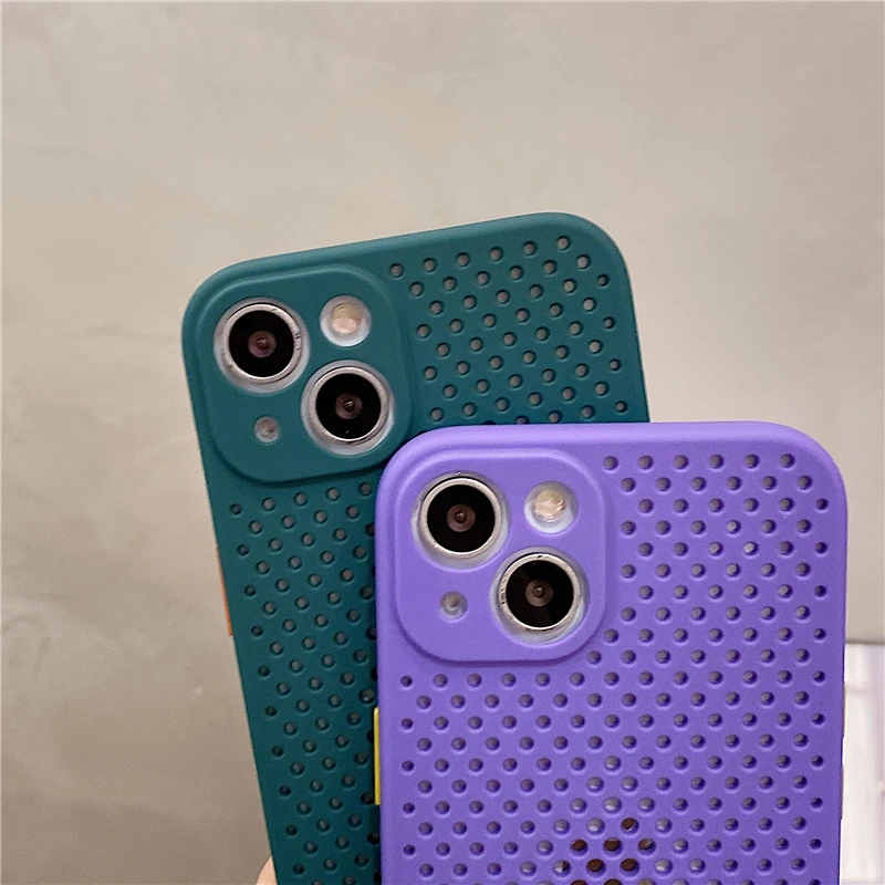 Heat Dissipation Breathable Cooling Phone Case For iPhone 17 16 15 14 13 12 11 Pro XS Max XR Mini 7 8 Candy Color Soft TPU Cover