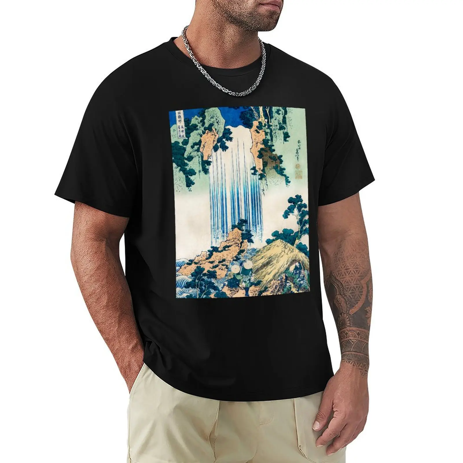 Hokusai Waterfall Japanese Art Vintage Retro T-Shirt man graphic t shirt T-Shirt