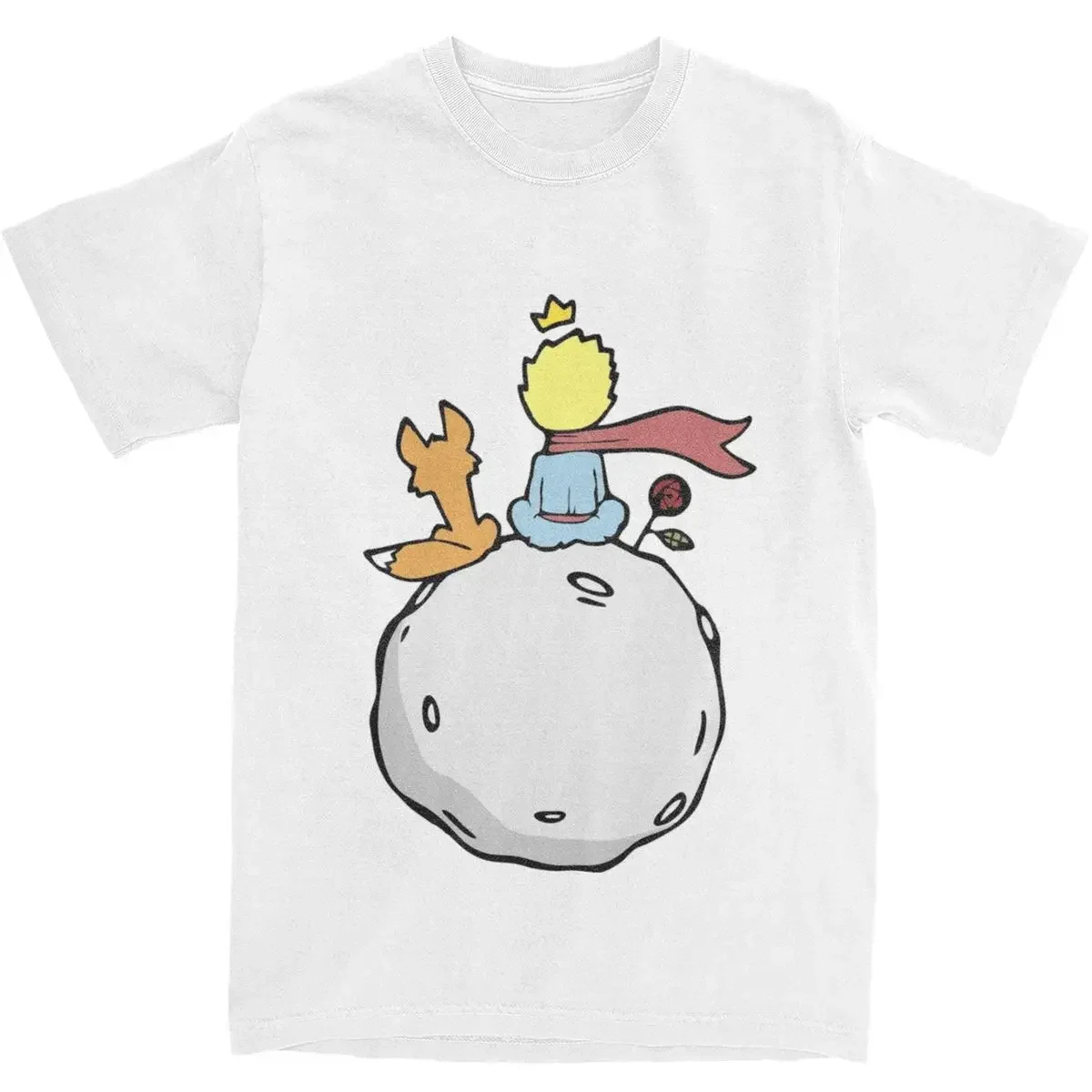 Tee Shirt Unique Clothing Funny The Little Prince T-Shirts for Men Cotton Le Petit Prince Fox Rose Men Clothing Oversized cotton