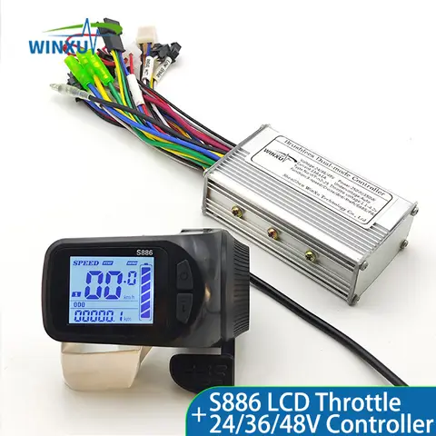 S886 LCD 엄지 스로틀 디스플레이 수리 변환 키트가있는 24V 36V 48V 250W 350W 전자 자전거 브러시리스 전기 드라이브 컨트롤러