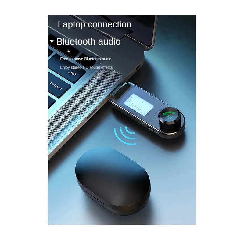เครื่องส่งสัญญาณเสียง Bluetooth เครื่องส่งสัญญาณอะแดปเตอร์ไร้สาย 2 ใน 1 พร้อมไมโครโฟนโทรเสียงทีวี
