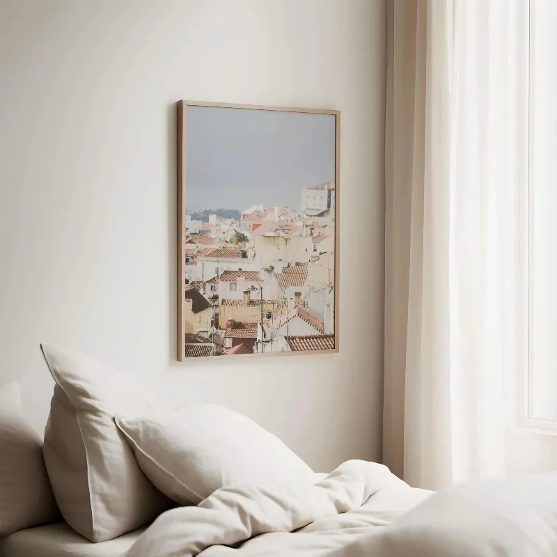 البرتغال لشبونة مدينة الفن طباعة خمر السفر المشارك أوروبا الشاطئ المشهد الحديثة سيتي سكيب حائط لوح رسم ديكور للمنزل
