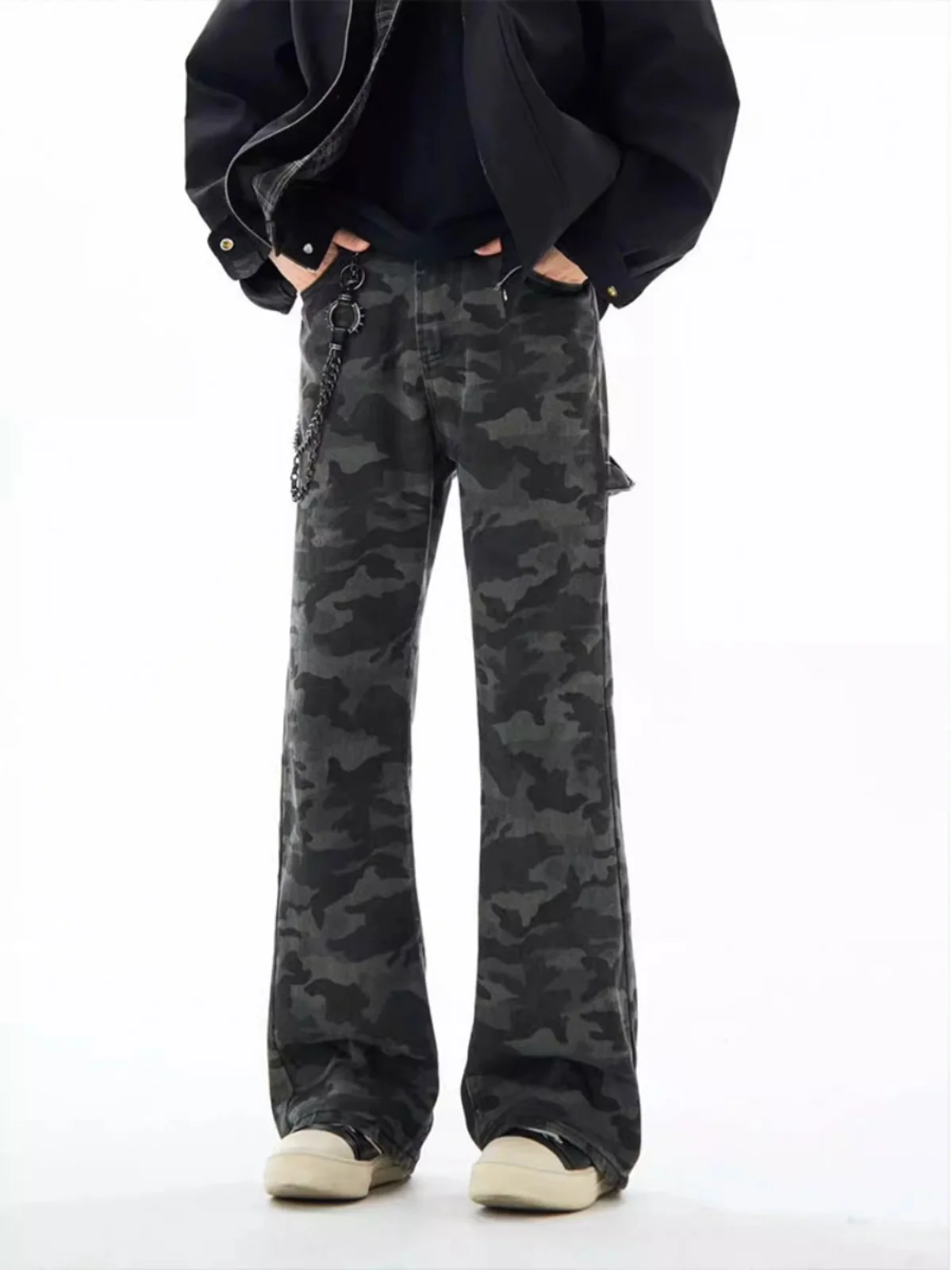 

Ретро потертые брюки-логгеры, мужские модные уличные повседневные свободные прямые брюки, рабочая одежда, длинные брюки с камуфляжным узором