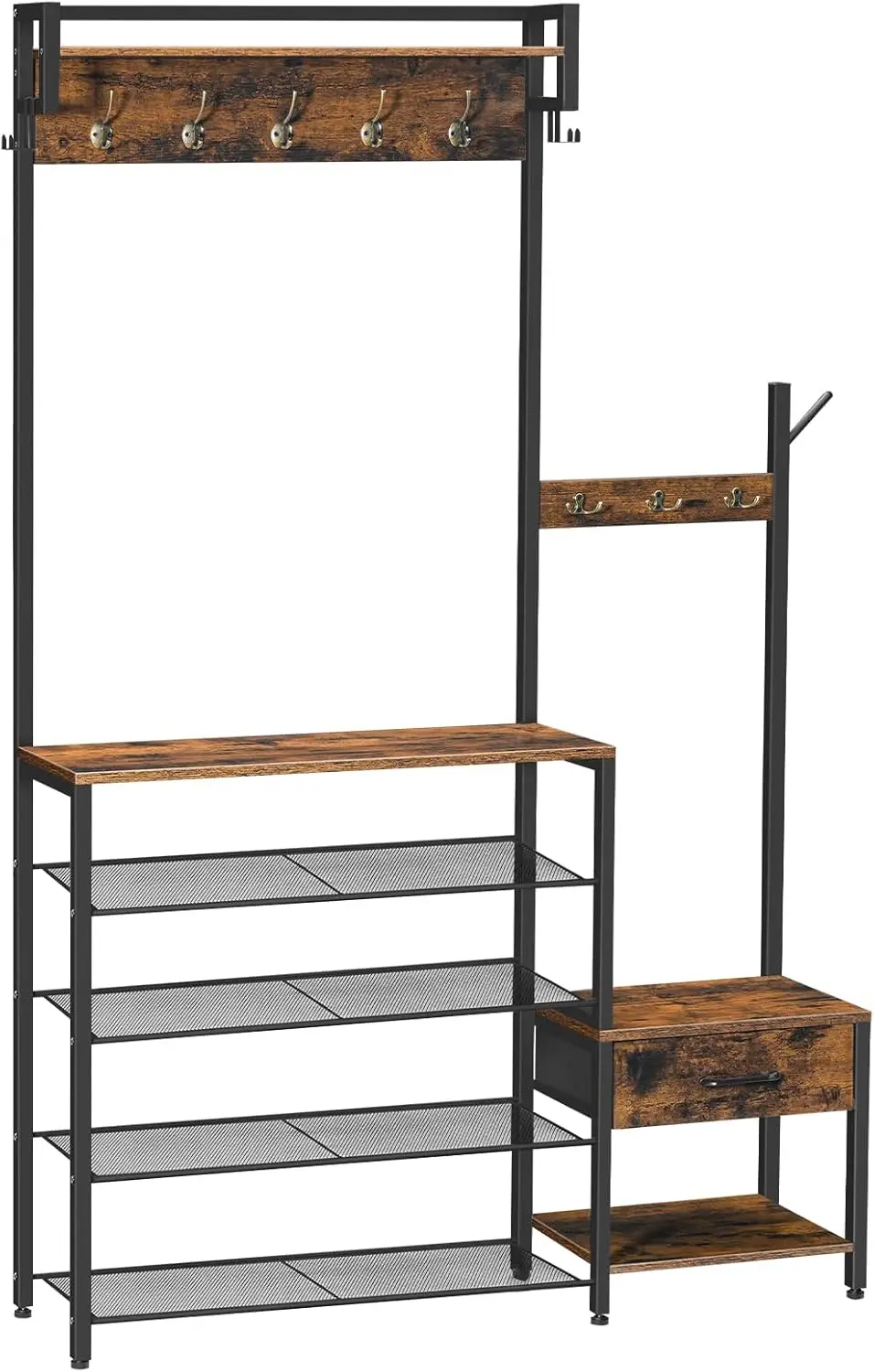 

Hall Tree, Entryway Coat Ra Shoe Bench, Shoe And Coat Ra For Entryway, Hall Tree Coat Ra, With Non-Woven Fabric Drawer, For