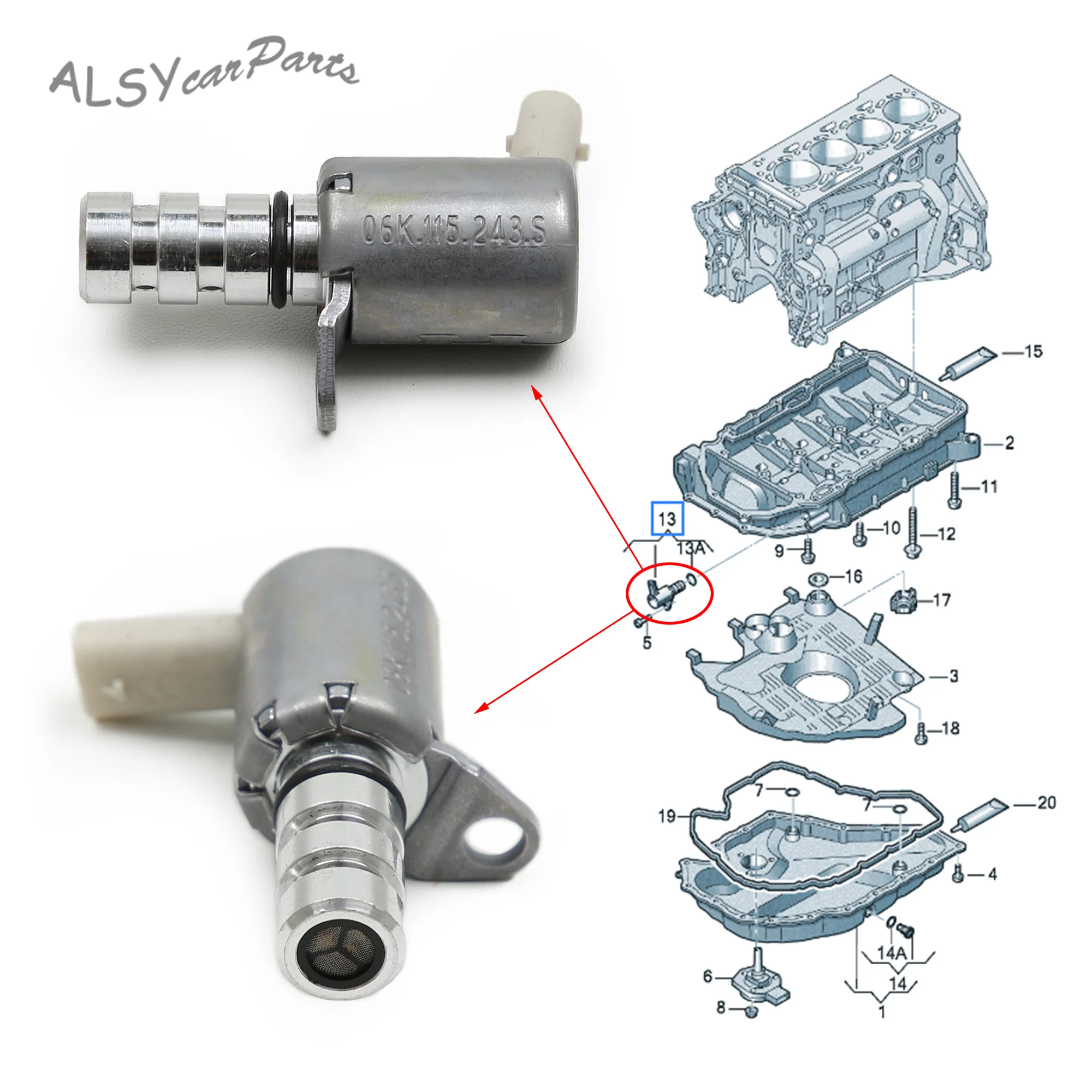 

Car engine Oil pressure valve / VVT solenoid valve for Audi A3 Limousine A6 C7 Q8 TT Seat Skoda VW GOLF VII POLO V TIGUAN 06K115