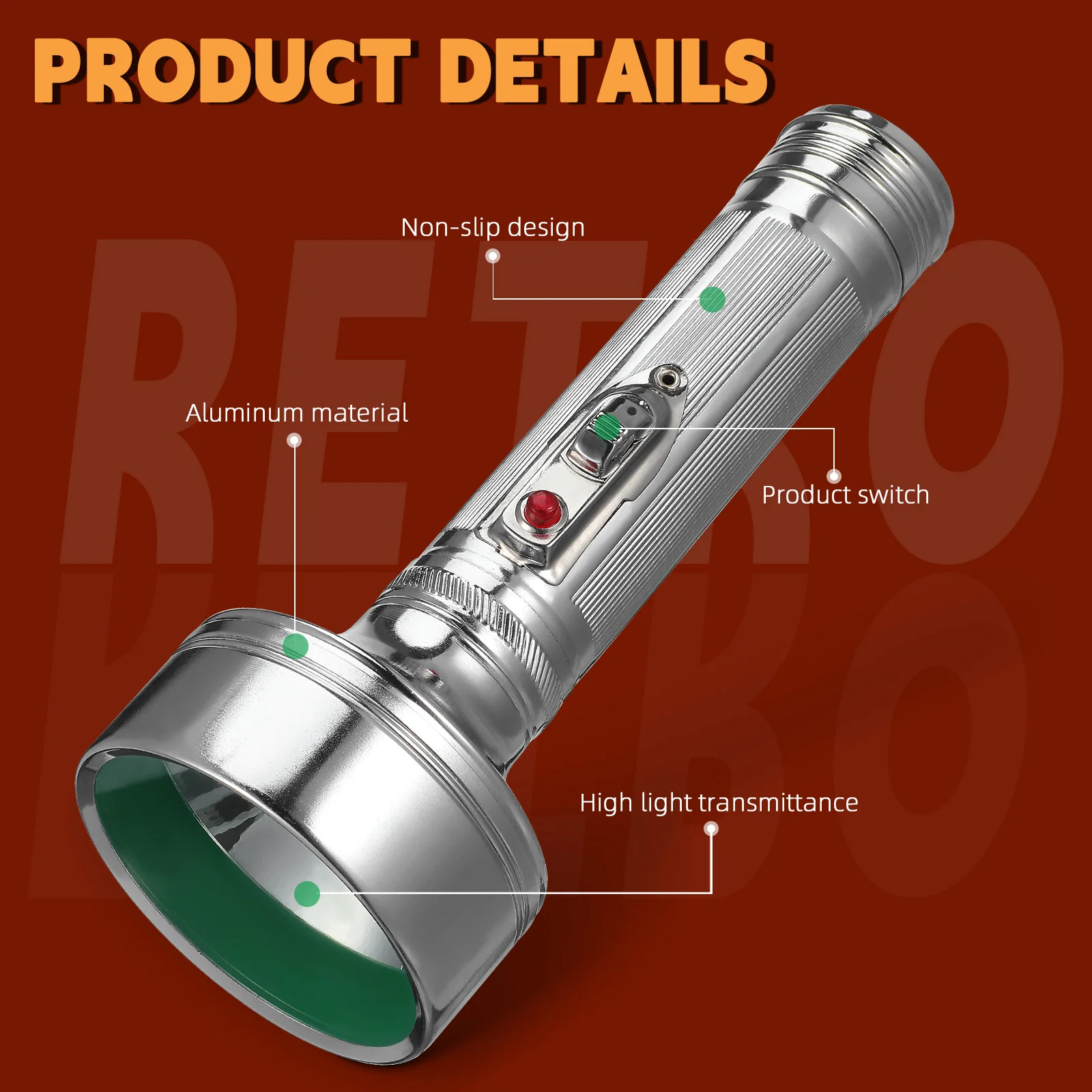 خمر مصباح يدوي معدني الطراز القديم الألومنيوم الشعلة الرجعية المحمولة تعمل الريفية المنزل استخدام معدات التخييم الطاقة #4
