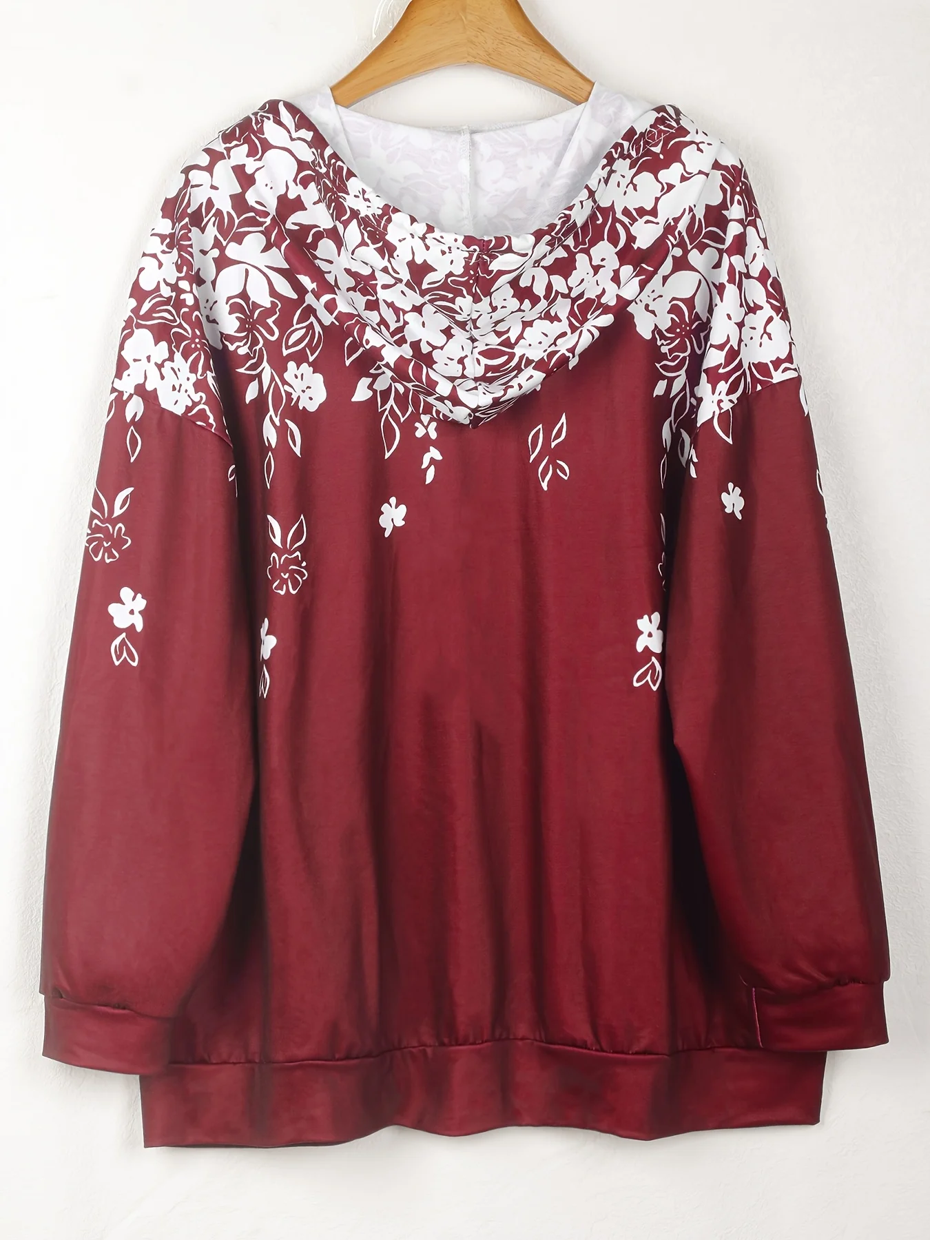 Plus Size Floral Print Zip-Up Hoodie for Women Stylish Comfortable Warm Casual Outerwear with Pockets