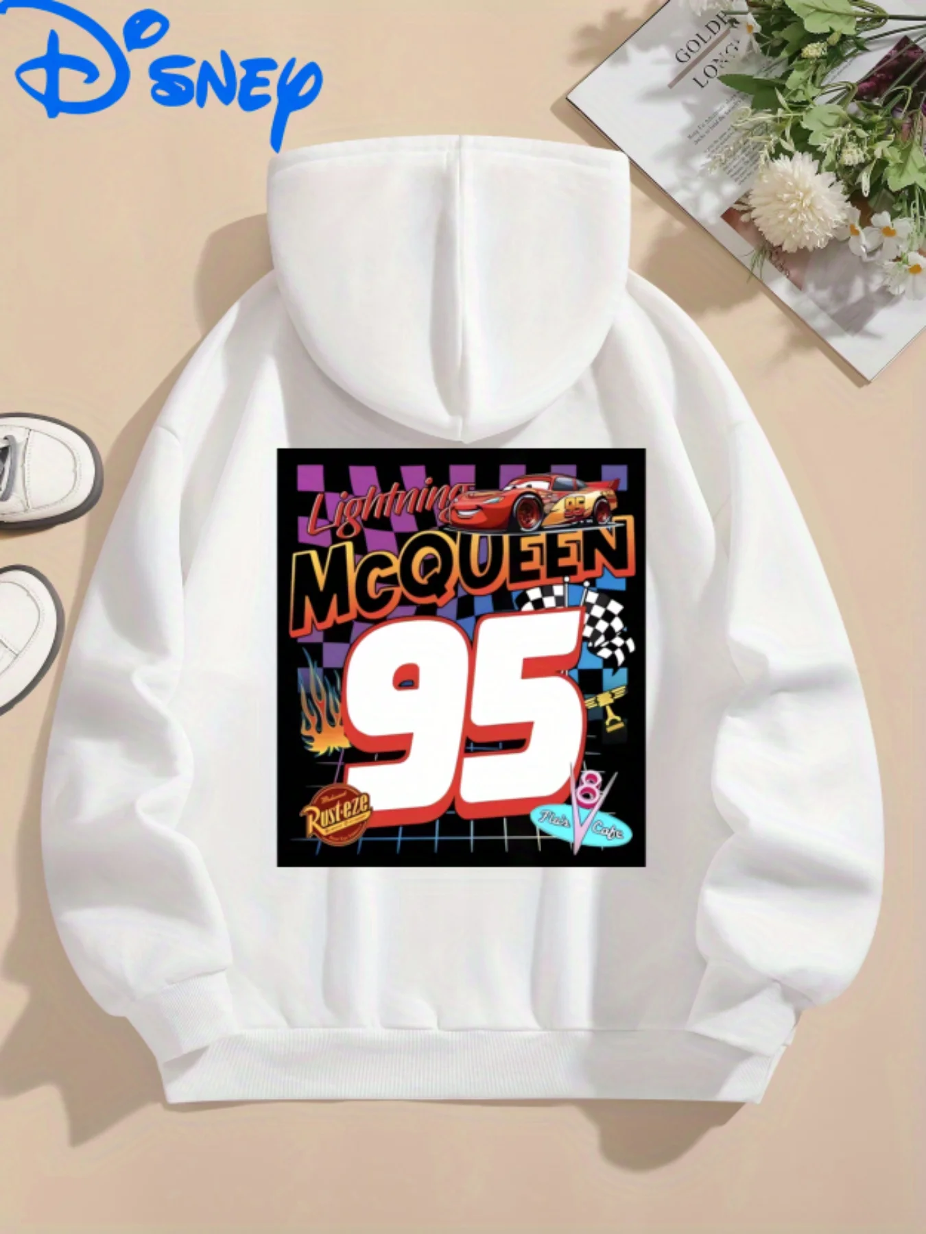 سترة ديزني الرسمية للنساء ماكوين مع تصميم نمط السباق 95 لملابس المناسبات اليومية والموضوعية بقلنسوة ديزني