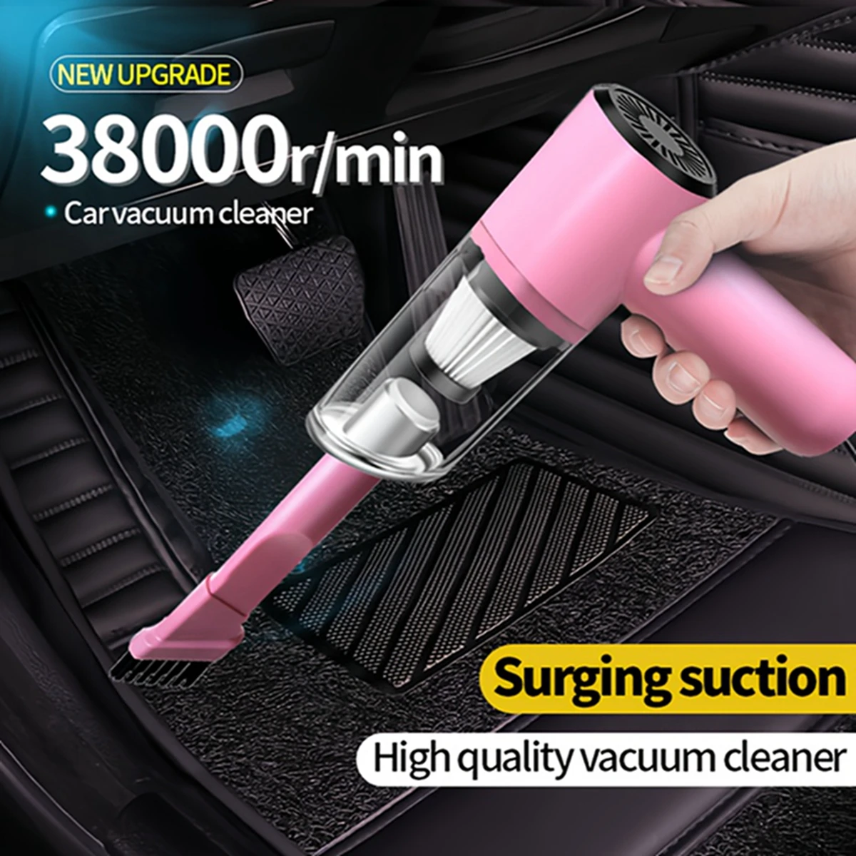 Pink Car Vacuum Cleaner 3100Pa Super Suction Super High Power Wet And Dry Cleaning Cat Hair Pet Hair Portable Mini-handheld