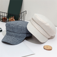 Fashion Women Men Hat Spring Autumn Sailor Hats Black Ladies Beret Caps Flat Top Captain Cap Travel Cadet Octagonal Hat