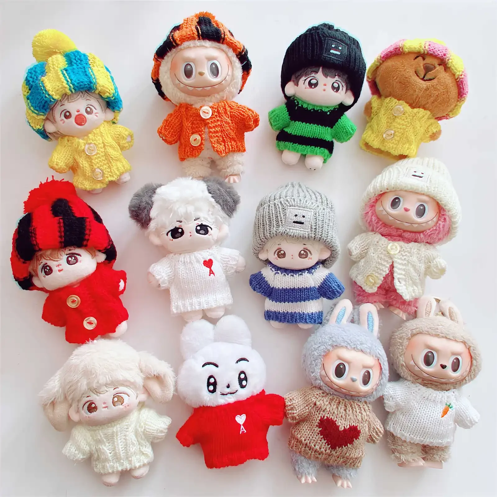 10cm Cute Mini Plush Doll\'S Clothes Outfit Accessories For Korea Kpop Exo Labubu Idol Dolls Sweater Hat Clothing DIY Kid Gift