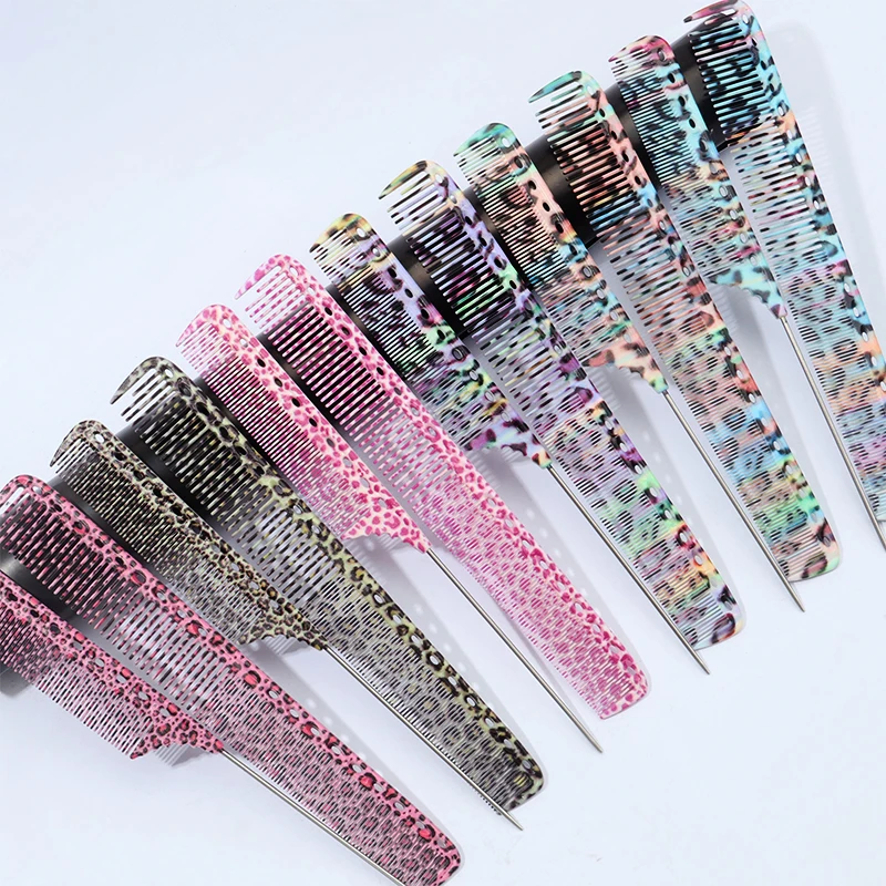 2er-Pack Unisex-Styling-Kamm-Set, Multifunktions-Friseurwerkzeuge, robuster ABS-Kunststoff, farbenfrohes Musterdesign