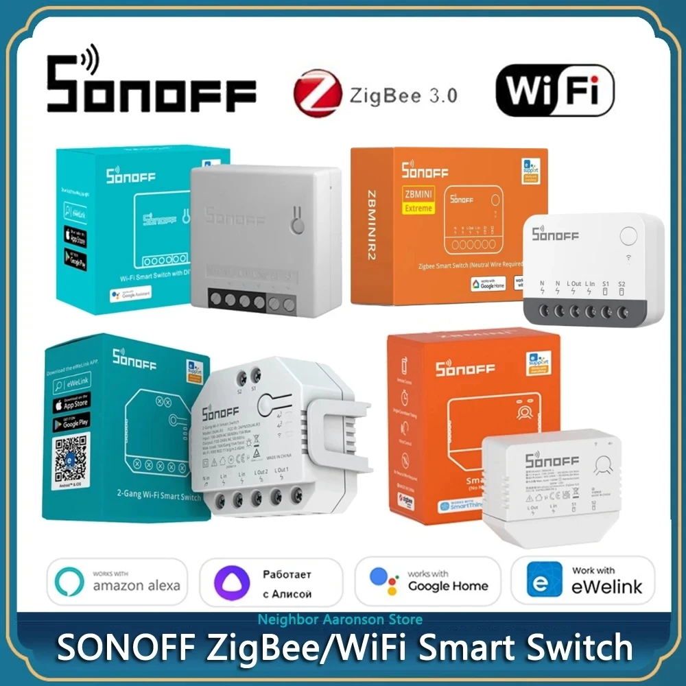 SONOFF ZigBee 3.0/WiFi Mini Smart Switch MINI R2/DUAL R3/ZBMINIR2/ZBMINI-L Smart Home Remote Control Via eWeLink Alexa Google