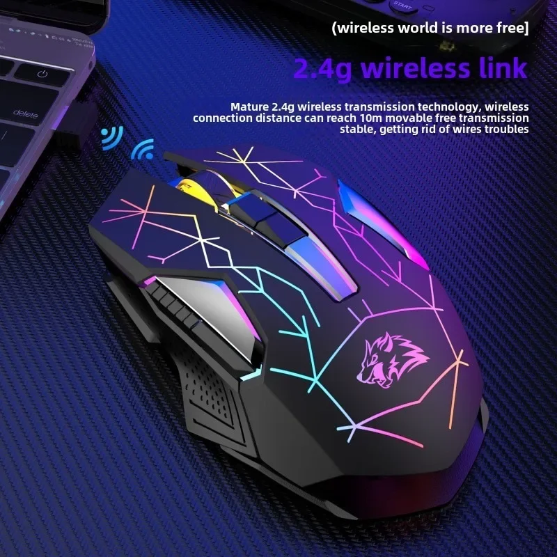 X18 bezdrátový herní myš dobíjecí s duha RGB podsvícená optický senzor a 3 DPI ergonomická hráč mice pro okna maca