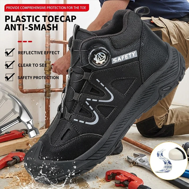 Chaussures de travail unisexes à haute tige, embout acier, anti-perforation, pour travaux lourds et sites industriels, vertes, pour la construction navale, chaussures de sécurité.