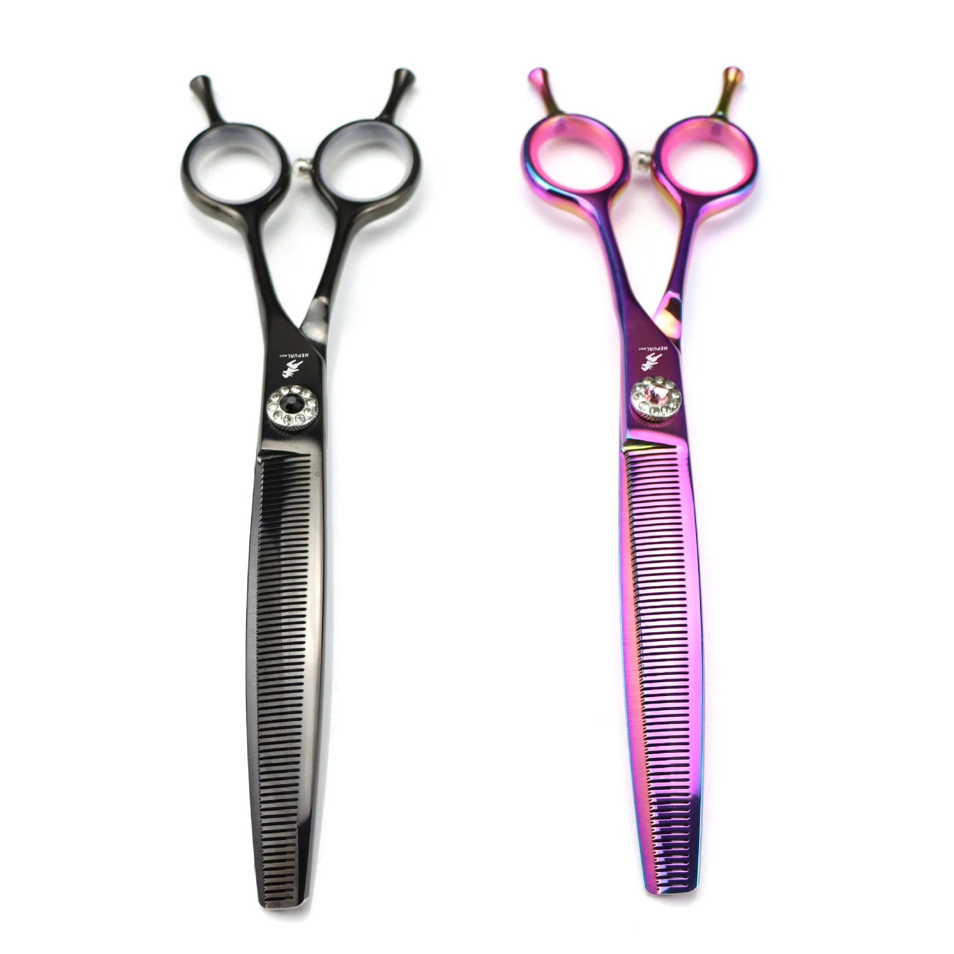 Dog Grooming Scissors Professional Rainbow 7” Japan 440C Scissors for Dogs Pet Hair Scissors Dog Curved Thinning Scissors 016#