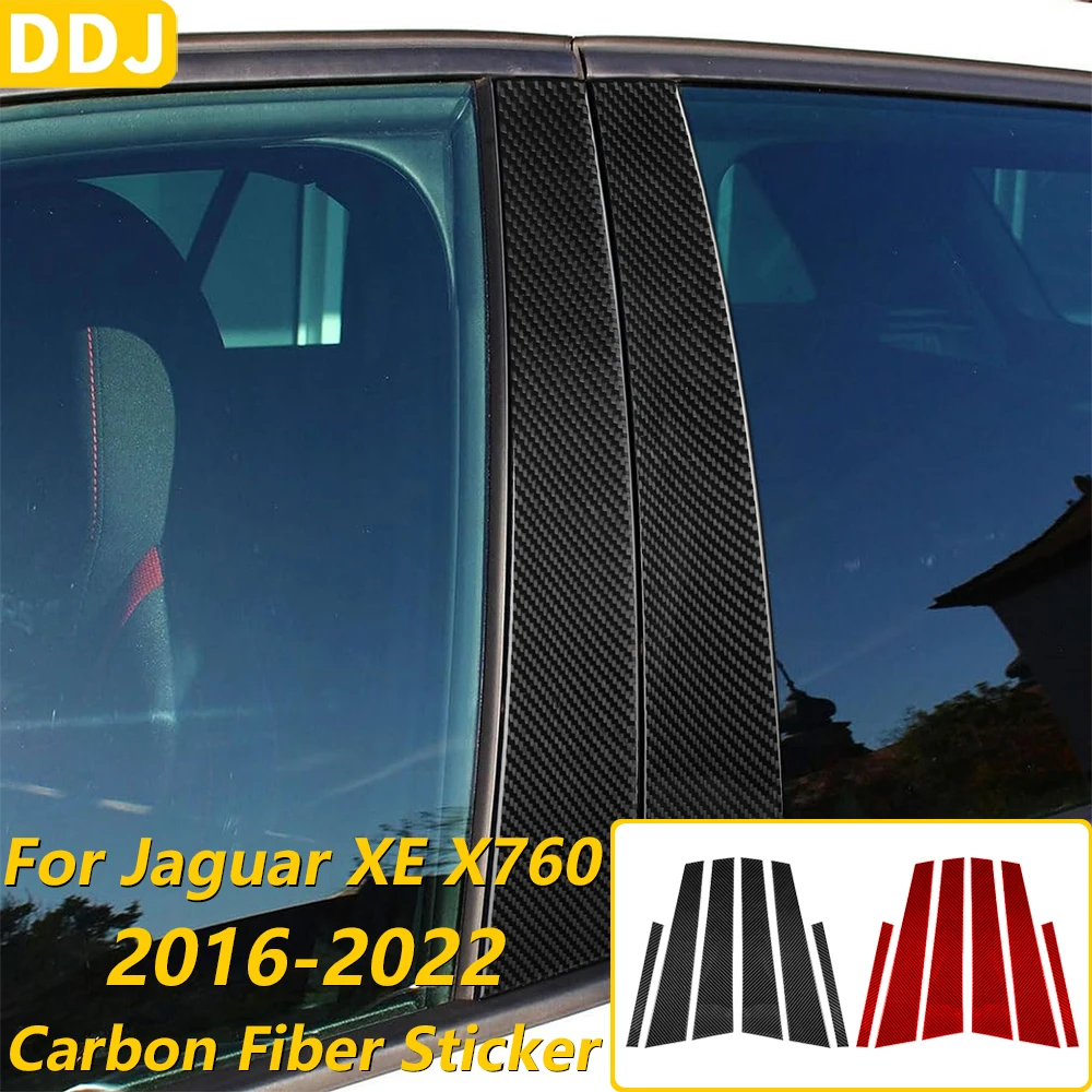 For Jaguar XE X760 2016-2019 Carbon Fiber External Door B-pillar Panel Cover Trim Car Accessories Interior Decoration Sticker