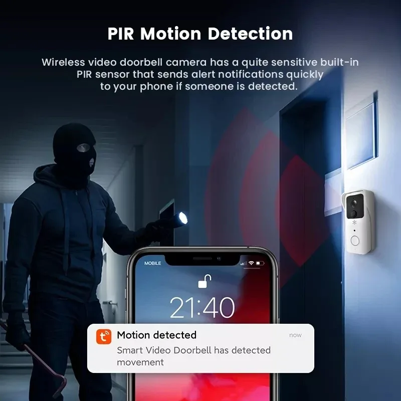 Tuya campainha de vídeo inteligente WiFi, câmera sem fio à prova d'água, interfone ao ar livre, fonte de alimentação AC e DC, 1080P, 5G, 2.4G