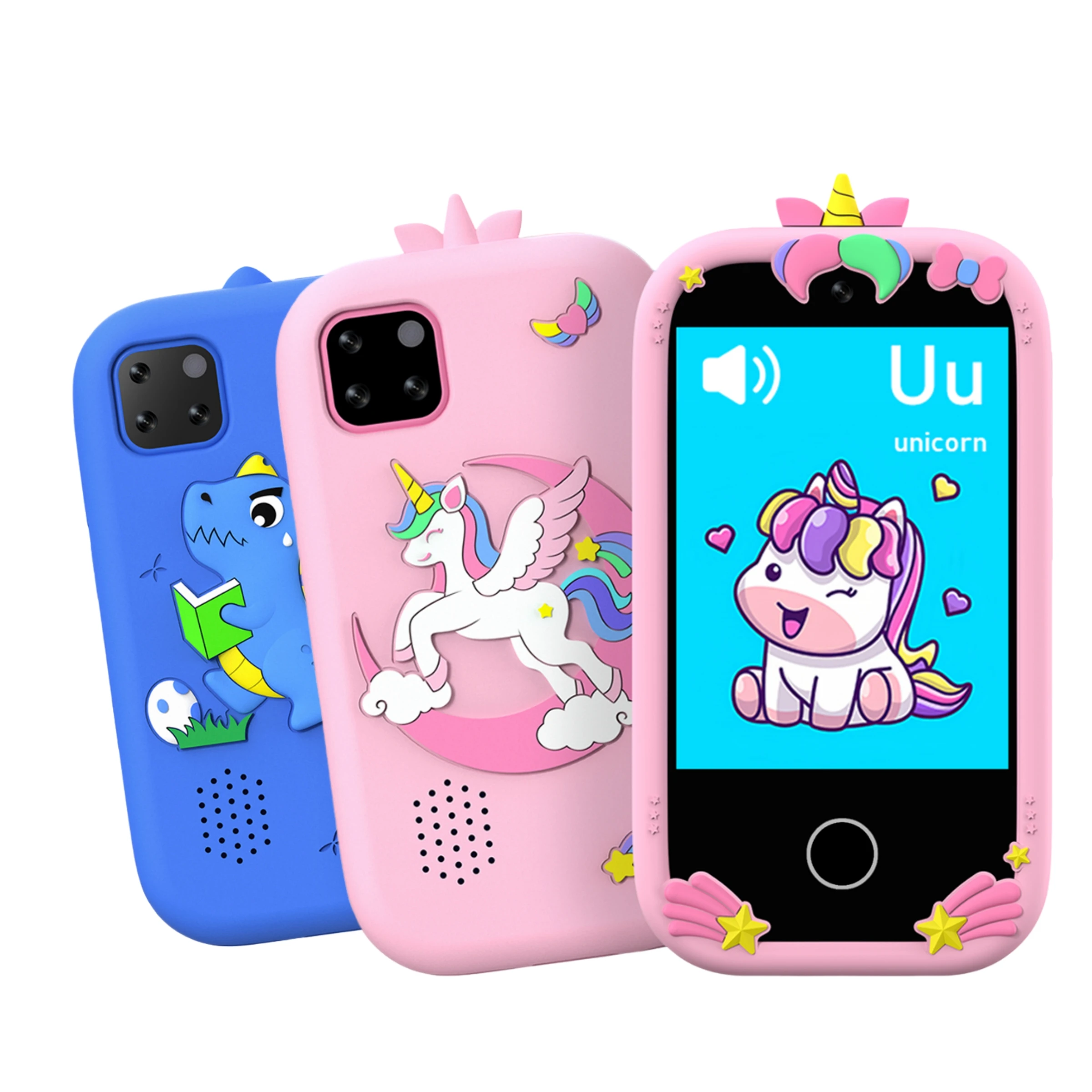 Kids Muscial Smart Phone Toys Cartoon Unicorn Touchscreen Baby Mobile for Girls Boys Educational Toys Birthday Christmas Gifts