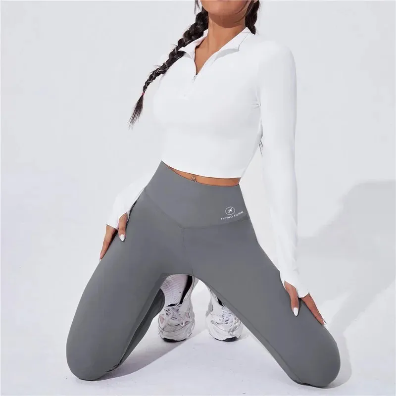 1 Stück Damen-Leggings, Stretch-Yoga-Hose, Push-Up Fitness-Laufhose, Sportbekleidung, einfarbige Hose – Detail 2