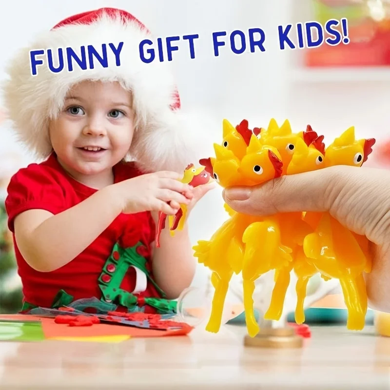 

10pcs Slingshot Chicken Rubber Chicken Flick Chicken Flying Chicken Flingers Stress Gag Toys, Funny Christmas Easter Chicks