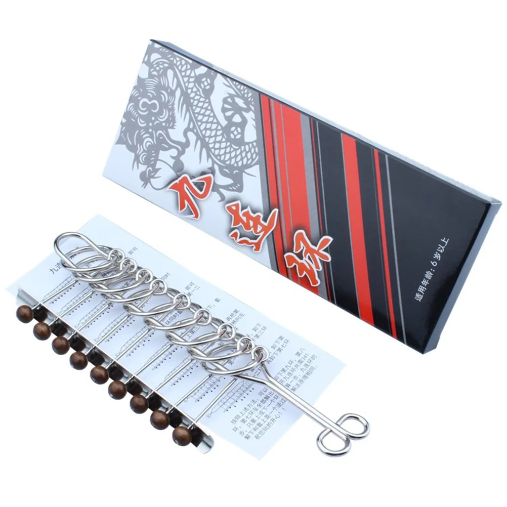 1Pcs Nine Ring Puzzle Chinese Metal Brain Teaser Intellectual Game Educational Iq Challenge Ring Buckle Set for Kids and Adults