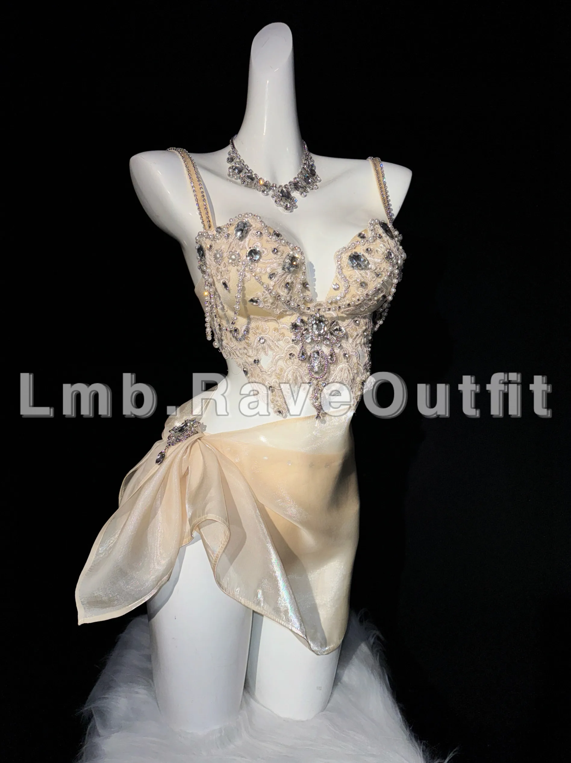 RaveOutfit｜Athena Goddess Luxurious And Sparkling EDC Electronic Dance Festival Costume, Sexy Tulle Dress, Performance Outfit - view 3
