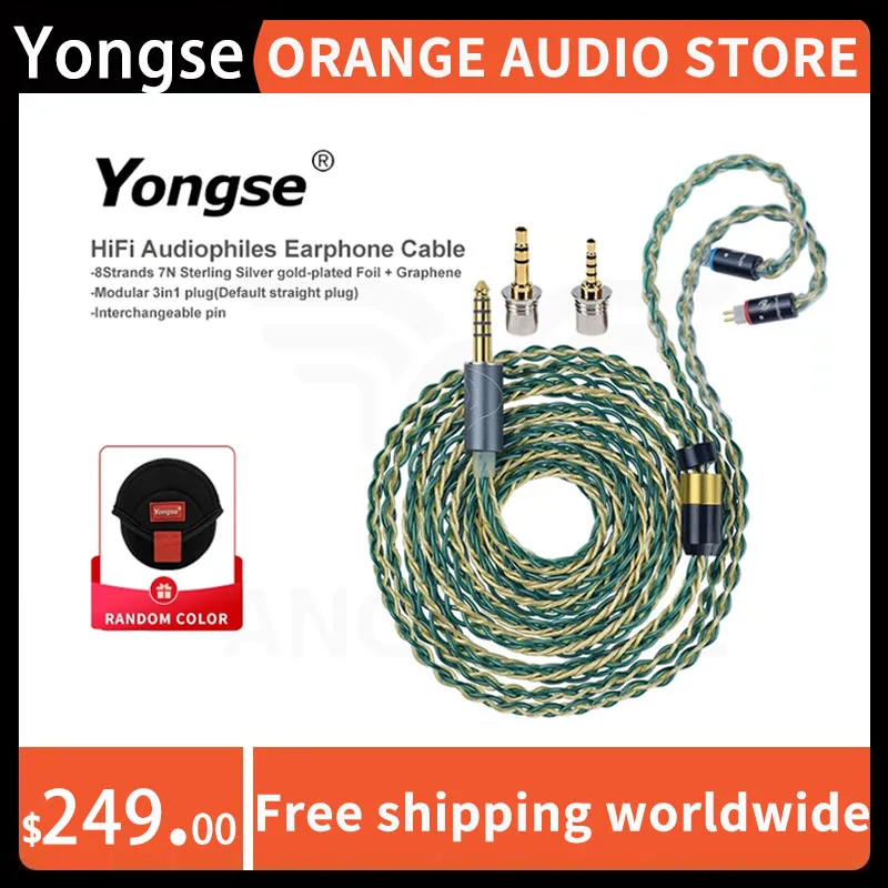 

YONGSE GreenKing 8Strands 7N Sterling Silver gold-plated Foil HiFi Audiophiles Earphone Cable for TRN 7HZ TANGZU SIMGOT