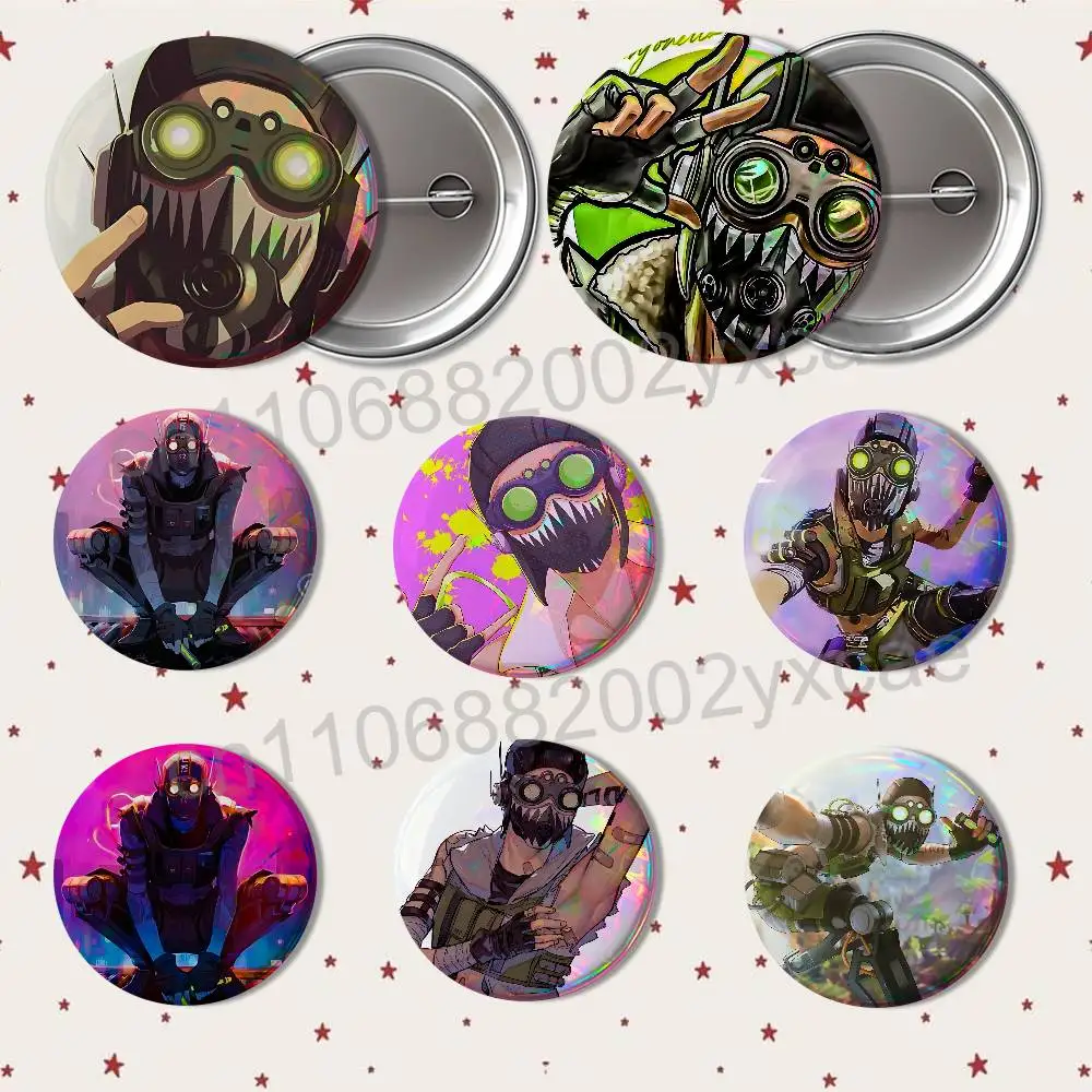 

game Octane cool Apex Legends 58mm 44mm Round Pins Creativity Printed Pictures Text Metal Lapel Badges Brooches Jewelry
